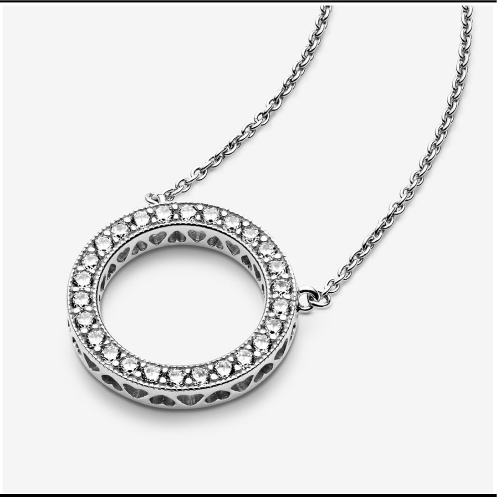 Authentic Pandora Circle Of Sparkle Necklace Gem